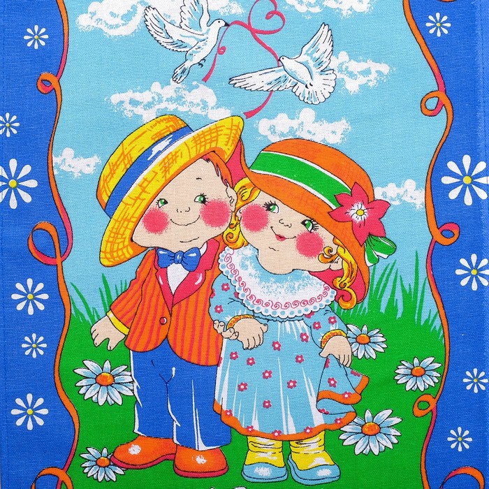 Набор полотенец DomoVita Друзья, цвет синий МИКС 40х60 см, 4 шт в пакете