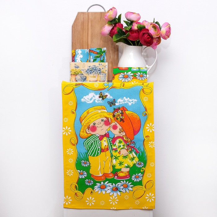 Набор полотенец DomoVita "Друзья", цвет жёлтый МИКС 40х60 см 4 шт,пакет