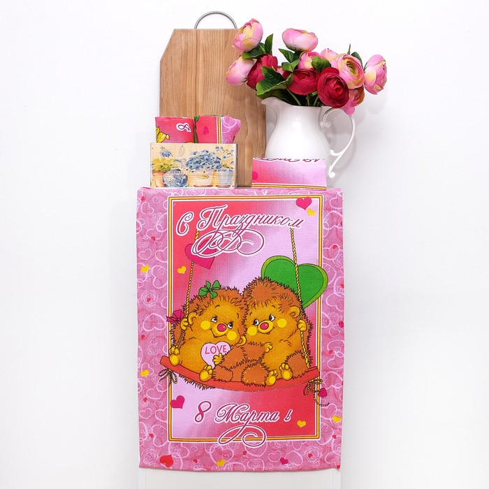 Набор полотенец DomoVita "Для тебя", цвет розовый МИКС 40х60 см 4 шт в пакете