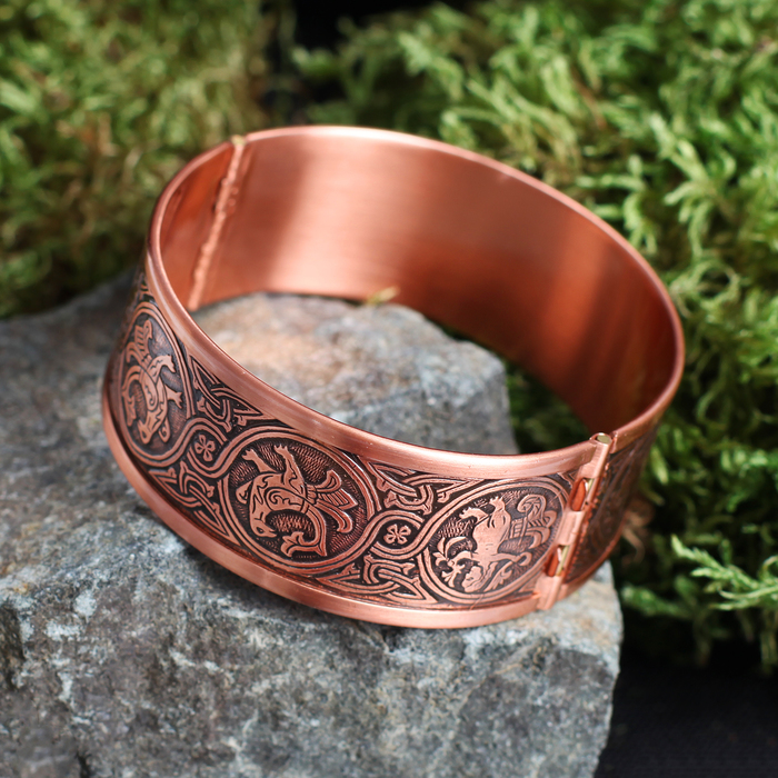 Браслет «Райский сад» H 25 мм D 57,61,65 мм медь