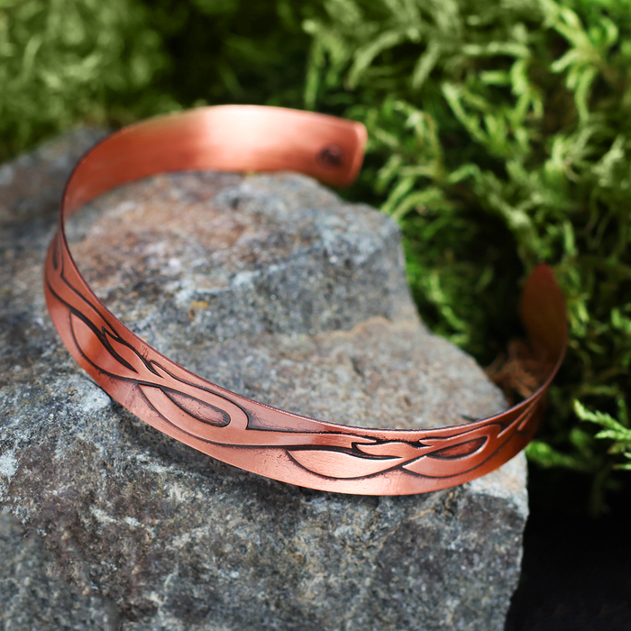 Браслет вогнутый «Луговые травы» H 10 мм, D 55-75 мм медь