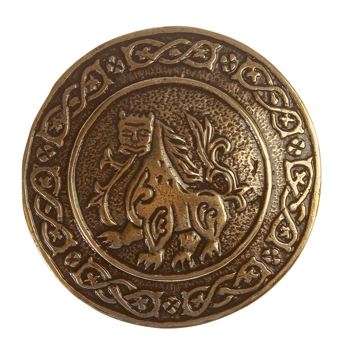 Брошь «Юрьев-Польский лев» D 35 мм латунь