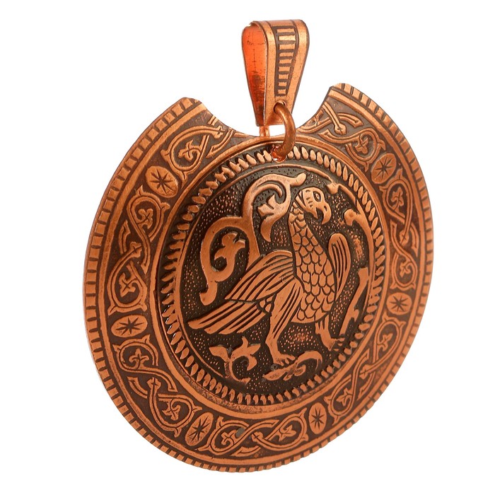 Колт накладной «Суздальская птица» D 52 мм, D вставки 36 мм медь