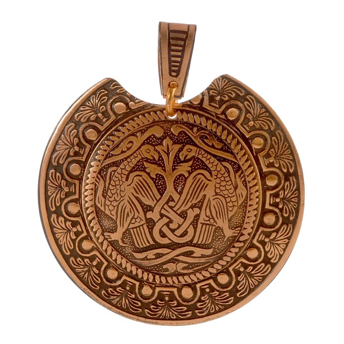 Колт накладной «Суздальские ястребы» D 52 мм, D вставки 36 мм медь