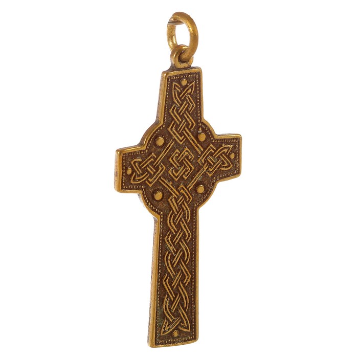 Крест с четырехременной плетенкой H 46 мм, L 22 мм латунь