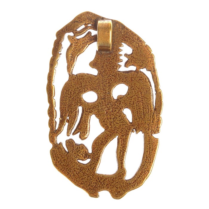 Подвеска «Крылатый человеколось на ящере» H 46 мм, L 28 мм латунь