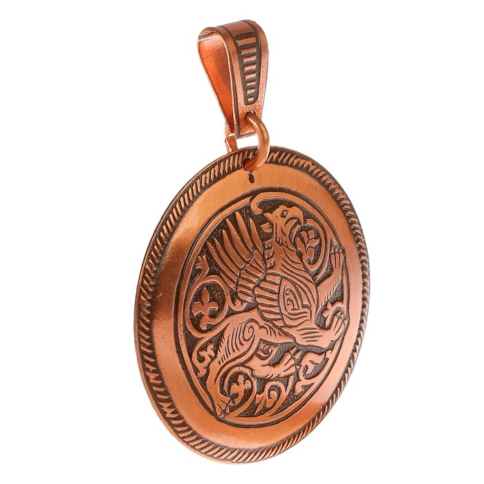 Подвеска «Суздальский грифон» D 40 мм медь