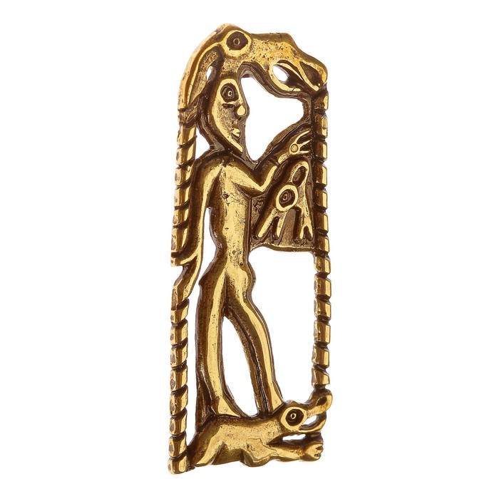 Подвеска «Человеколось на ящере» H 47 мм, L 20 мм латунь