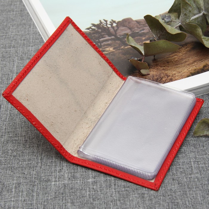 Визитница вертикальная, 1 ряд, 18 карт, наппа, цвет красный