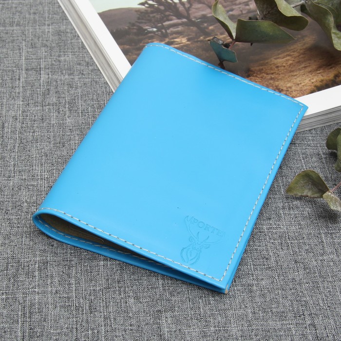 Обложка для паспорта, 5 карманов для карт, анилин голубой