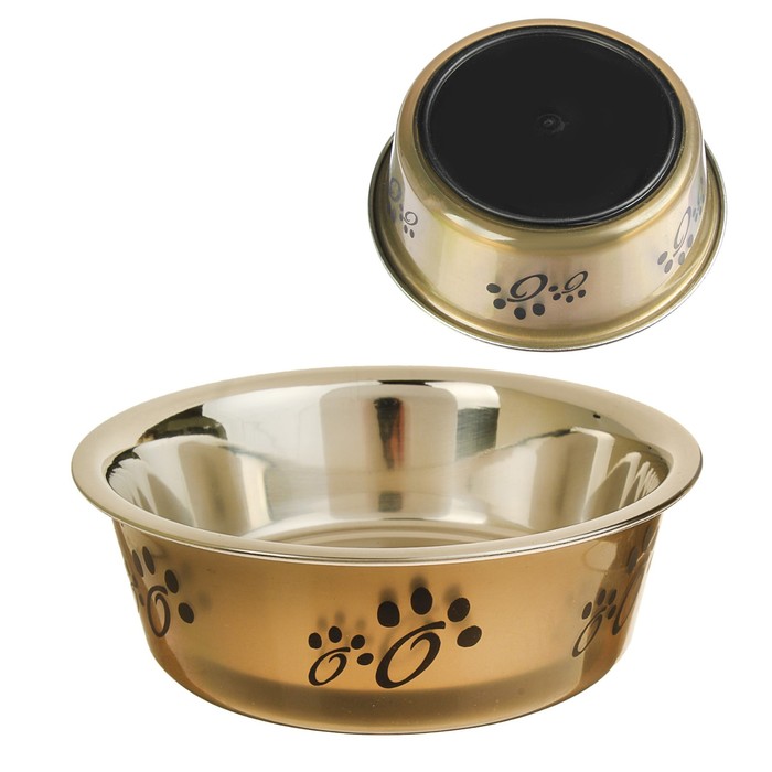 Миска креативная "Лапки" с нескользящим основанием, 450 мл, коричневая