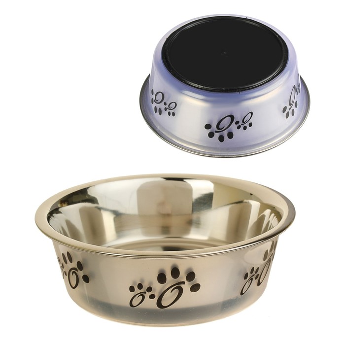 Миска креативная "Лапки" с нескользящим основанием, 450 мл, сиреневая