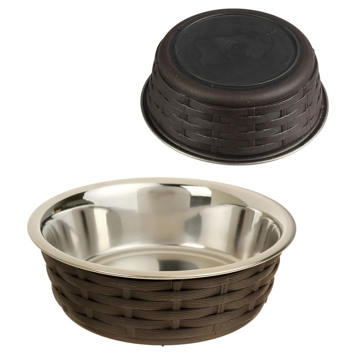 Миска креативная "Плетеная" с нескользящим основанием, 450 мл, коричневая