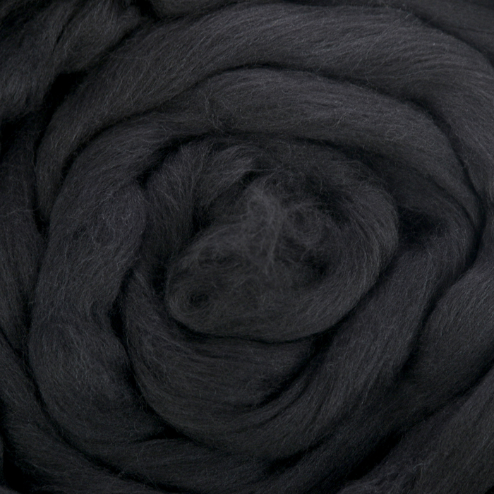 Гребенная лента 100% шерсть австрал. меринос 50гр (0140, черный)