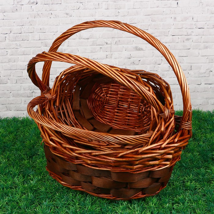 Набор корзин, 3 шт: 36×26×16/35 см, 32×22×14/30 см, 28×18×10/25 см