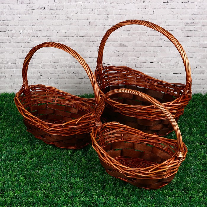 Набор корзин, 3 шт: 36×26×16/35 см, 32×22×14/30 см, 28×18×10/25 см