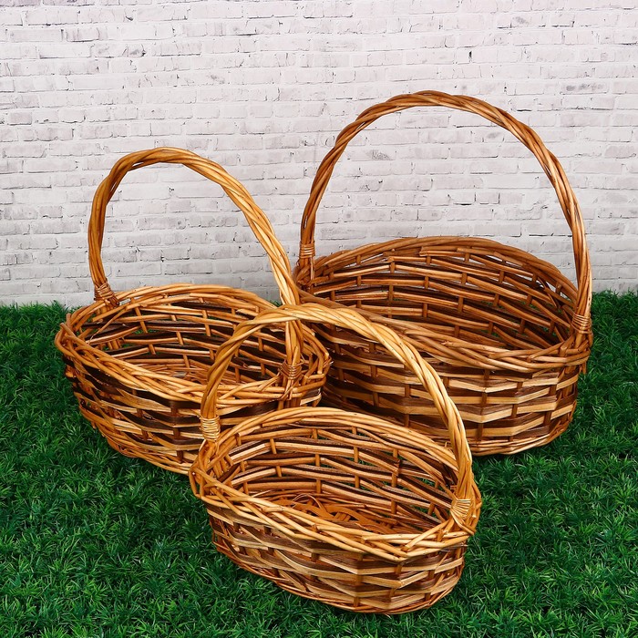 Набор корзин, 3 шт: 36×26×16/35 см, 32×22×14/30 см, 28×18×12/25 см