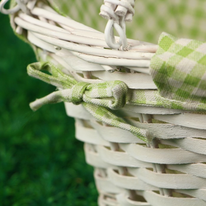 Корзина плетеная, зеленая ткань, 38х38х16 см, ива