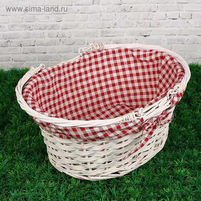 

Корзина плетеная, красная ткань, 35×27× h=16 см, ива