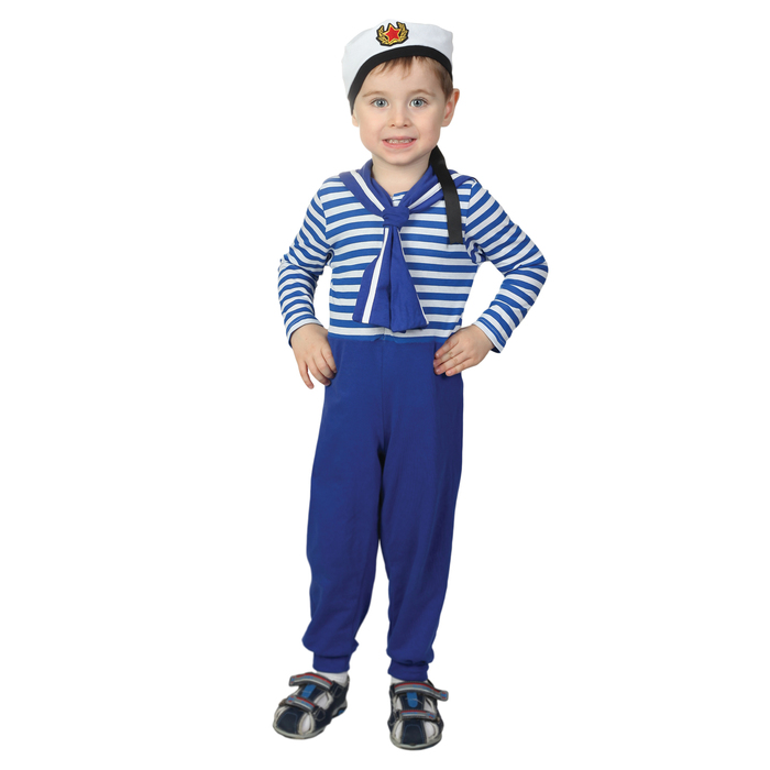 Карнавальный костюм"Моряк",комбинезон,бескозырка,рост 74-80