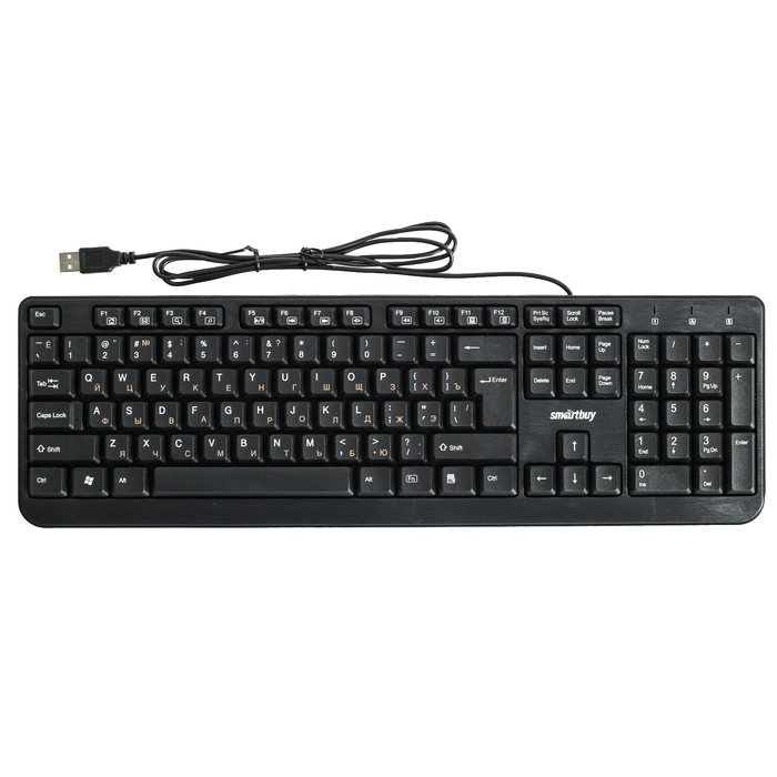 Клавиатура проводная, мультимедийная, Smartbuy ONE 208, USB, черная