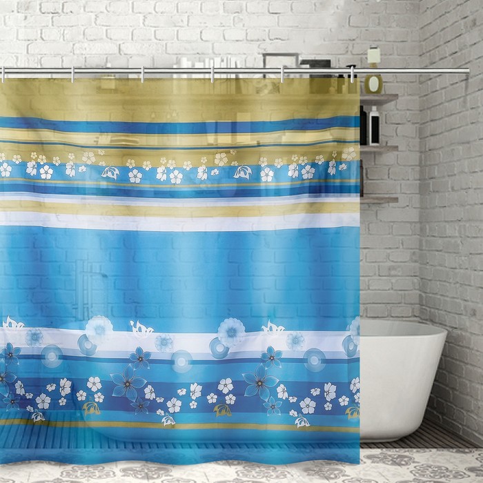 Штора для ванной комнаты "Белая бабочка" 180х180 см