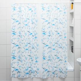 Штора для ванной комнаты «Дельфины», 180×180 см, полиэтилен, цвет белый Ош