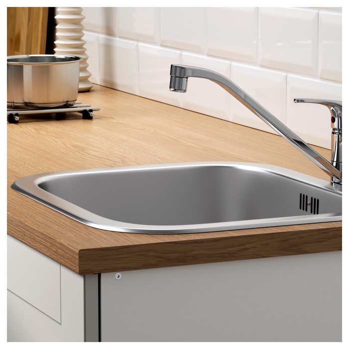 Напольный шкаф КНОКСХУЛЬТ, с дверцами и ящиком, серый, 180 см