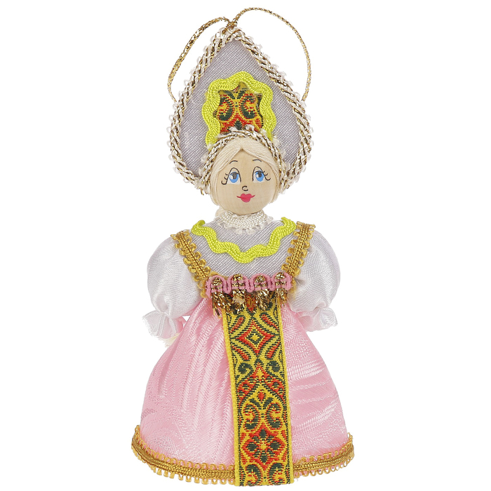 Сувенирная кукла подвесная "Девушка в розовом"