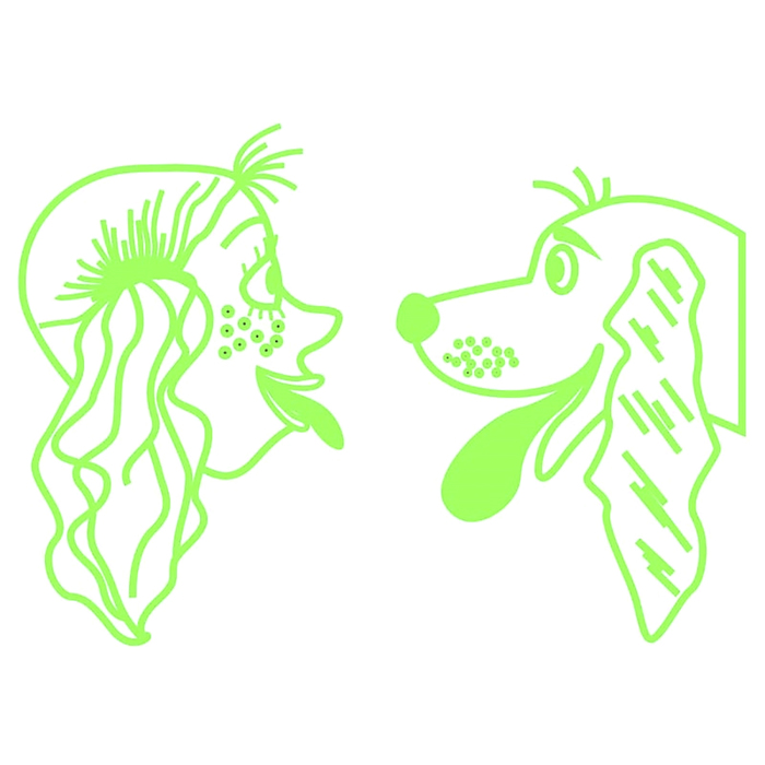 Светящаяся наклейка на автомобиль "Девочка и собака" 15х20 см