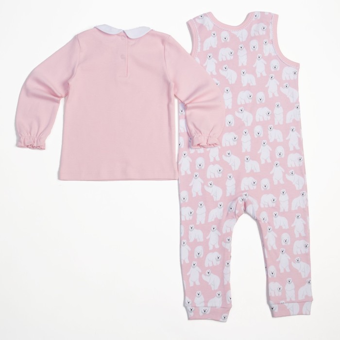 Комплект детский, рост 56 см, цвет розовый, принт мишки