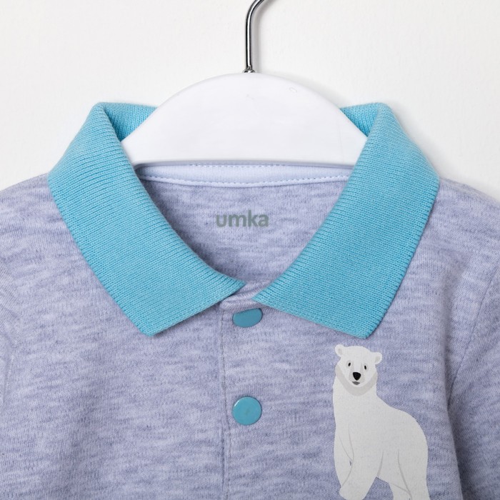 Комплект детский, рост 56 см, цвет серый/голубой, принт мишки