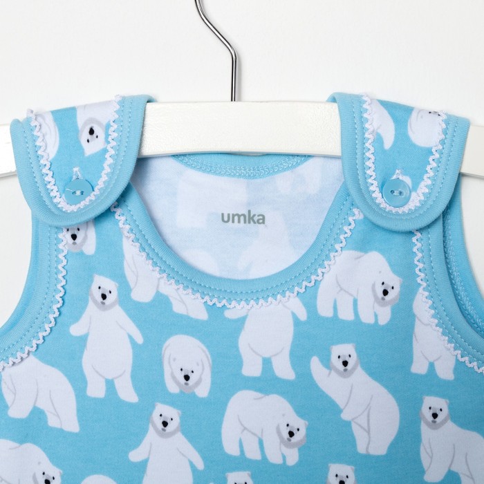 Комплект детский, рост 56 см, цвет серый/голубой, принт мишки