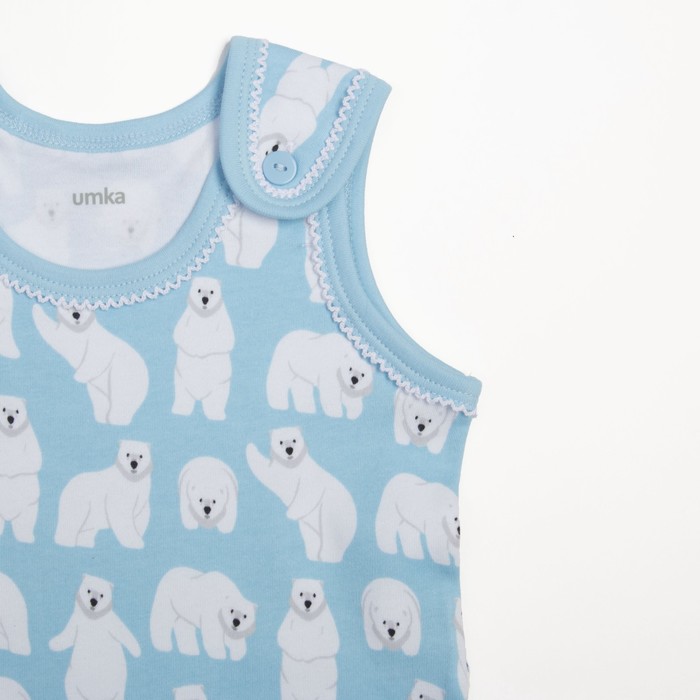 Комплект детский, рост 56 см, цвет серый/голубой, принт мишки