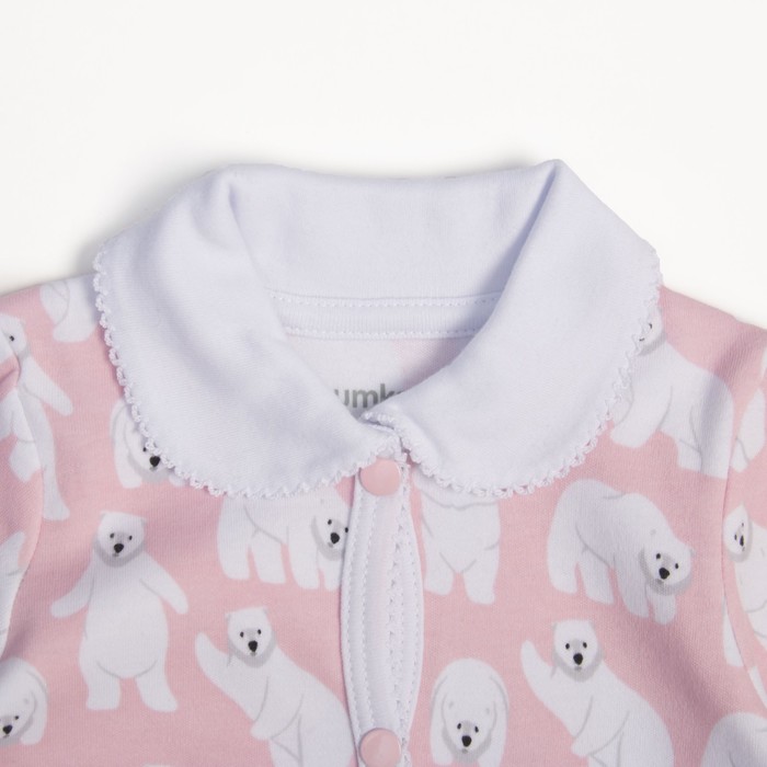 Комбинезон детский, рост 68 см, цвет розовый, принт мишки