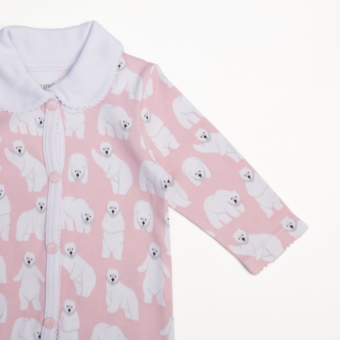 Комбинезон детский, рост 62 см, цвет розовый, принт мишки