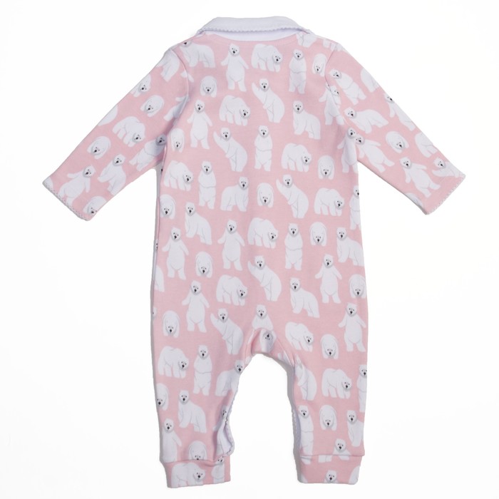 Комбинезон детский, рост 62 см, цвет розовый, принт мишки