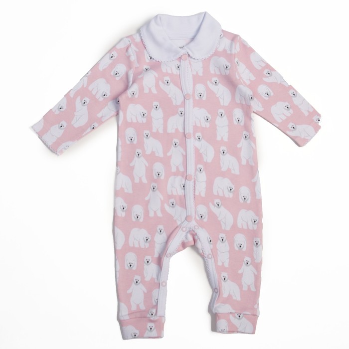 Комбинезон детский, рост 86 см, цвет розовый, принт мишки