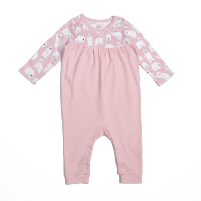 Комбинезон детский, рост 62 см, цвет розовый, принт мишки