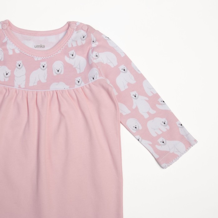 Комбинезон детский, рост 62 см, цвет розовый, принт мишки