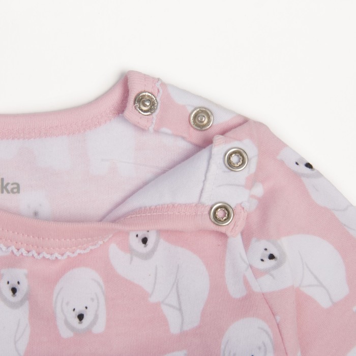 Комбинезон детский, рост 62 см, цвет розовый, принт мишки