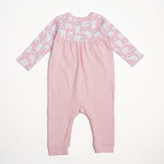 Комбинезон детский, рост 62 см, цвет розовый, принт мишки