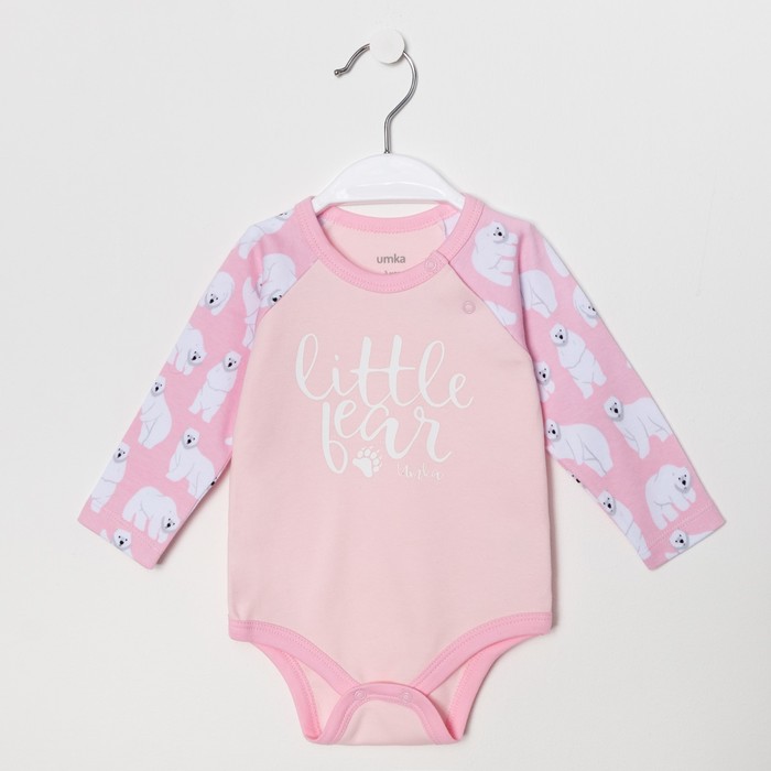 Боди детское, рост 56 см, цвет розовый, принт мишки