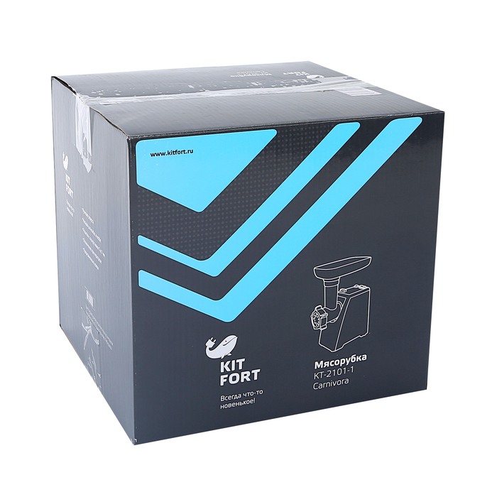 Мясорубка Kitfort Carnivora КТ-2101-1, 1500 Вт, реверс, 2 насадки, голубой