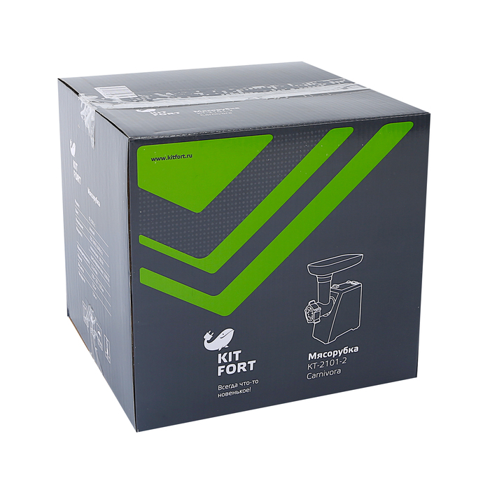 Мясорубка Kitfort Carnivora КТ-2101-2, 1500 Вт, реверс, 2 насадки, зеленый