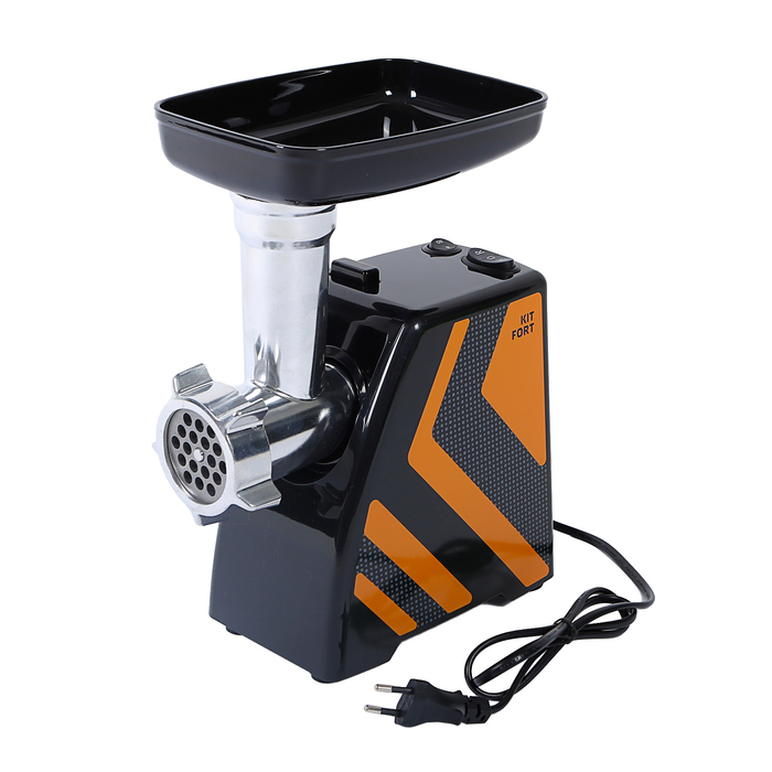 Мясорубка Kitfort Carnivora КТ-2101-3, 1500 Вт, реверс, 2 насадки, оранжевый