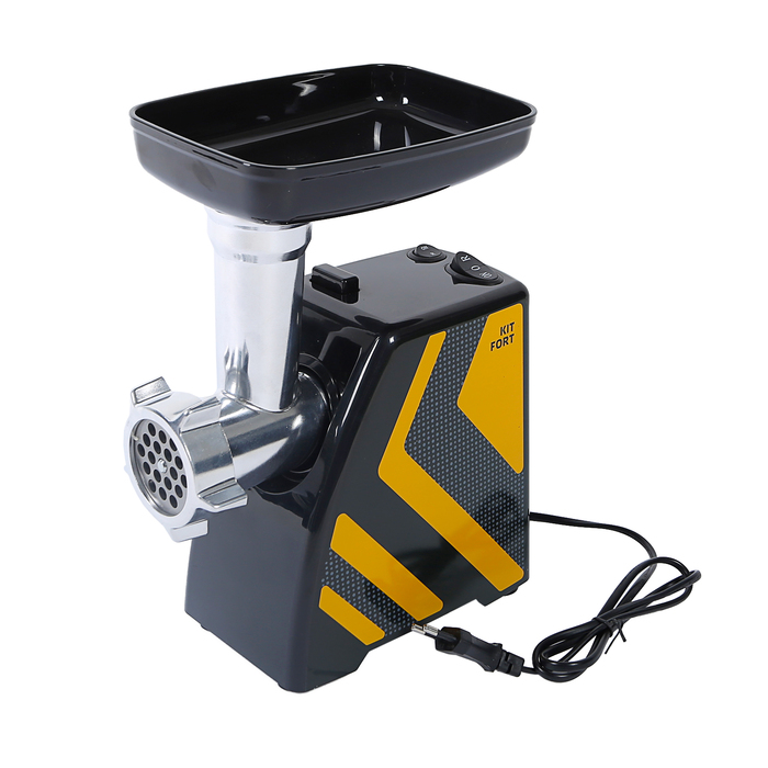 Мясорубка Kitfort Carnivora КТ-2101-4, 1500 Вт, реверс, 2 насадки, желтый