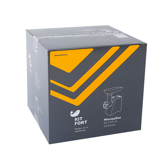 Мясорубка Kitfort Carnivora КТ-2101-4, 1500 Вт, реверс, 2 насадки, желтый
