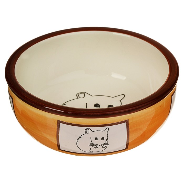 Миска керамическая "Хомяк" 150 мл, коричневая