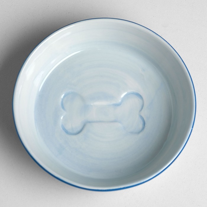 Миска керамическая "Косточка", ручная роспись, 200 мл, синяя